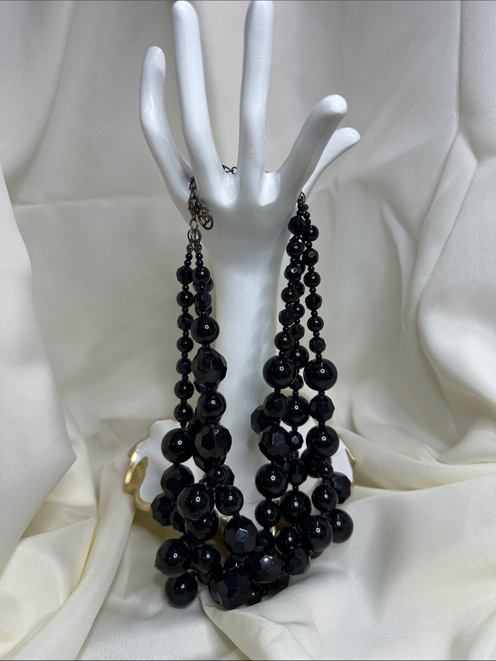 Erica Lyons Black Multi-Strand Faceted Bead Necklace